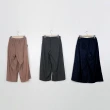 【CUMAR】排釦活褶彈性長寬褲(藍 黑 咖/魅力商品)