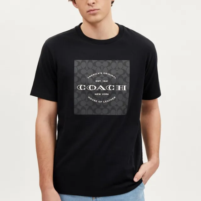 【COACH蔻馳官方直營】SQUARE經典LogoT恤-黑色(CO790)
