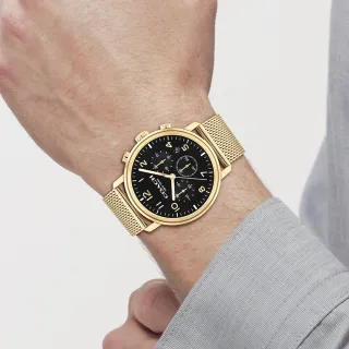 【COACH】三眼計時米蘭帶時尚手錶-42mm/黑金(14602604)