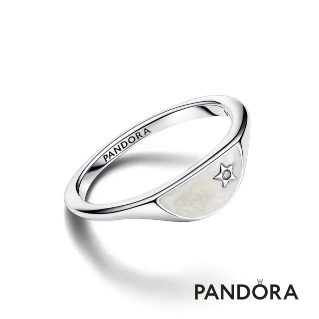 【Pandora 官方直營】Pandora ME 珠光白琺瑯半圓戒指