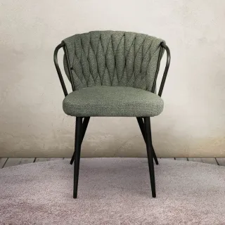 【Hampton 漢汀堡】海莉布面無扶手椅-橄欖綠(餐椅/布面餐椅/休閒椅/工作椅/接待椅)