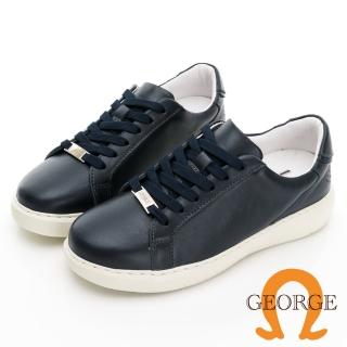 【GEORGE 喬治皮鞋】MODO系列 輕量牛皮素面綁帶休閒鞋 - 藍 418003JI70