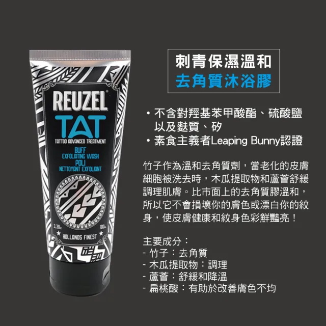 【REUZEL】刺青保濕亮色清潔保養組(去角質沐浴膠100ml+亮色修護膏35g)