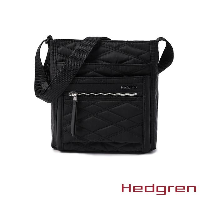 【Hedgren】母親節禮物 INNER CITY系列 HIC370 ORVA款式 RFID防盜 四層收納 方形側背包(菱格黑II)