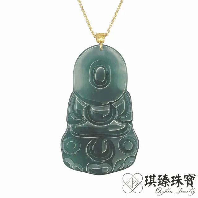 琪臻珠寶】天然A貨翡翠糯冰種正裝觀音吊墜(18K金扣頭_糯冰翡翠_77樂購