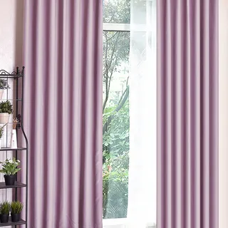 【小銅板】加厚遮光窗簾-純色粉紫-寬130X高160X1片(可穿伸縮桿 掛勾 兩用款★)