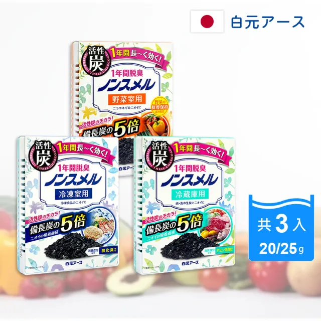 【白元】活性碳冰箱除臭劑  3入組(款可選 全方面消臭-日本境內版)