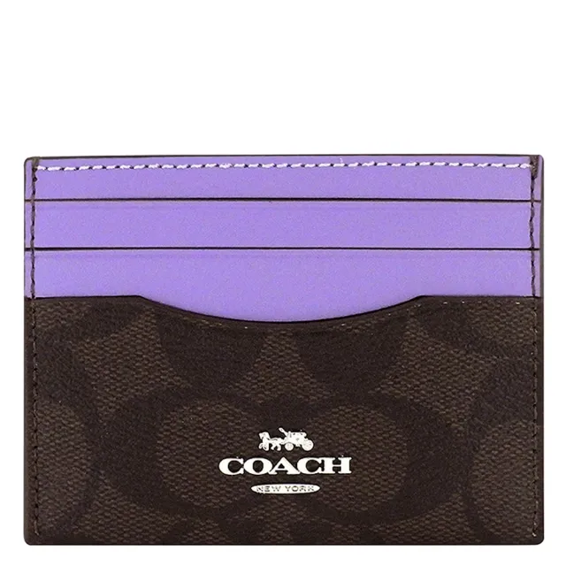 【COACH】大C PVC證件名片夾(紫色)