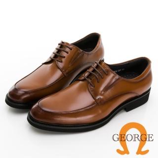 【GEORGE 喬治皮鞋】輕量系列 真皮U型側切口綁帶德比鞋 -棕 415006BW24