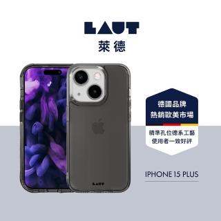 【LAUT 萊德】iPhone 15 Plus 晶透保護殼-透黑(支援QI無線充電)