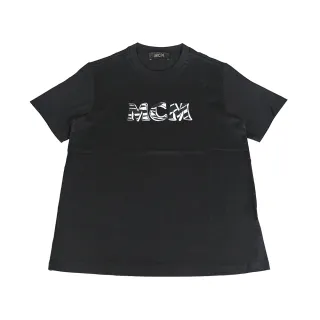 【MONCLER】MONCLER黑白印字LOGO棉質圓領短袖T恤(男款/黑)