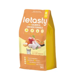 【letasty 鮮樂嚐】成幼貓雞&鮭魚 營養化毛配方 2kg(成幼貓 腸胃健康 益生菌 蝦紅素 酵素)