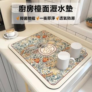 【kingkong】矽藻泥廚房軟式瀝水墊 防燙隔熱墊 40*50cm(杯墊/餐桌墊/吸水墊/科技布)