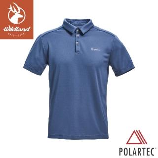 【Wildland 荒野】男 彈性 POLARTEC 功能上衣《灰藍》P1602/排汗衣/短袖上衣/POLO衫(悠遊山水)