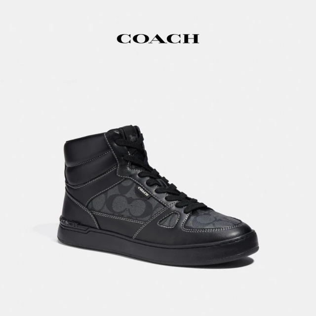 【COACH蔻馳官方直營】CLIPCOURT經典Logo高筒運動鞋-黑色(CC736)
