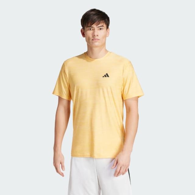 【adidas 愛迪達】上衣 男款 短袖上衣 運動 TR-ES STRETCH T 黃 IT5402