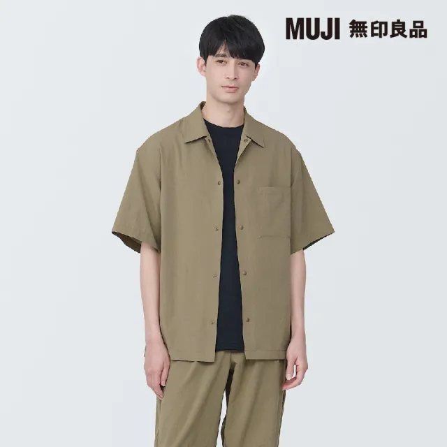 【MUJI 無印良品】男透氣彈性短袖襯衫(共3色)