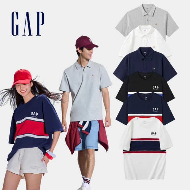 GAP 男裝 純棉小熊刺繡短袖POLO衫-灰色(466791)