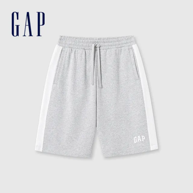 【GAP】男裝 Logo抽繩鬆緊短褲-灰色(465590)