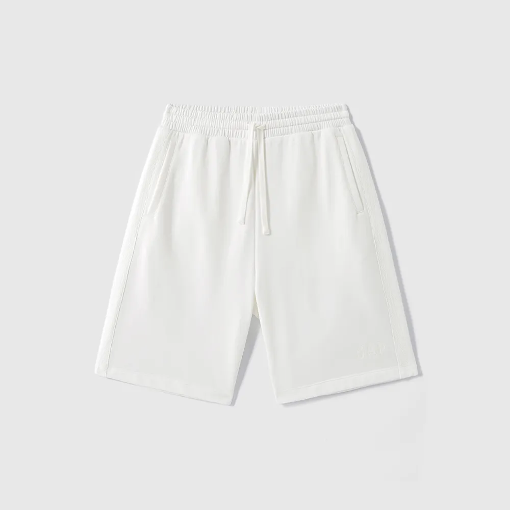 【GAP】男裝 Logo抽繩鬆緊短褲-白色(465590)