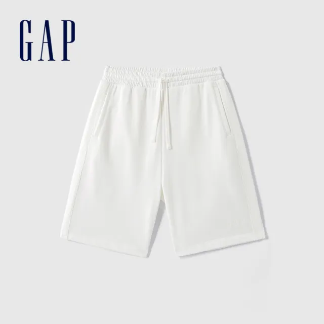 【GAP】男裝 Logo抽繩鬆緊短褲-白色(465590)