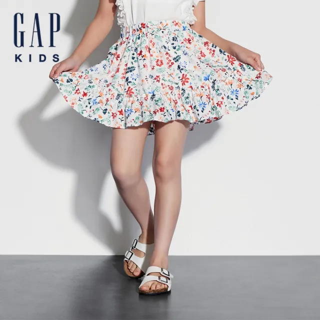 【GAP】兒童裝 Logo印花鬆緊短裙-多彩印花(545574)