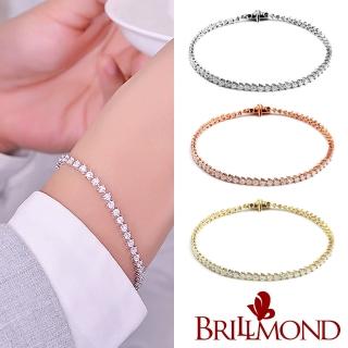 【BRILLMOND JEWELRY】天然鑽石手鍊 18K金 2克拉情繫一生三色選(鑽石總重2克拉 18K金臺三色選)