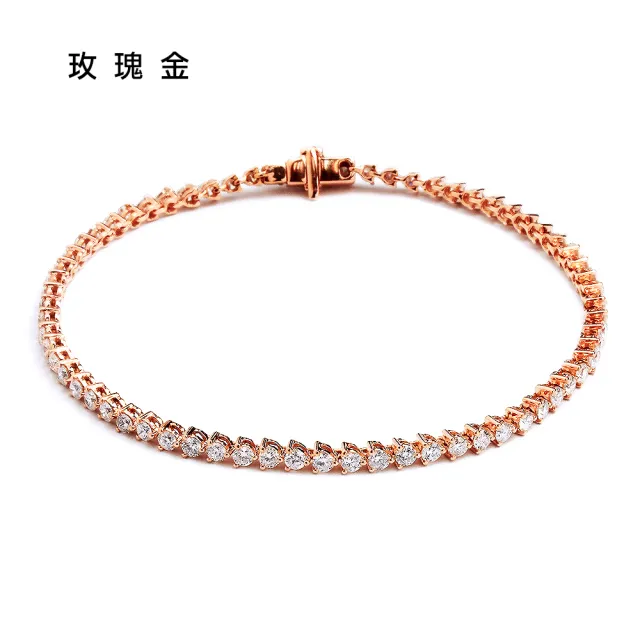 【BRILLMOND JEWELRY】天然鑽石手鍊 18K金 2克拉情繫一生三色選(鑽石總重2克拉 18K金台三色選)