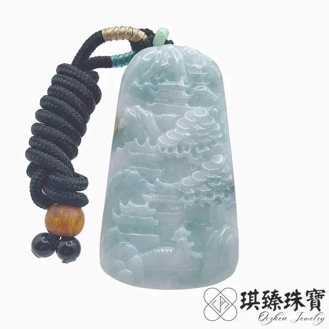 琪臻珠寶】天然A貨翡翠細糯種山水牌吊墜(富貴山水_海納百川_618狂歡節_