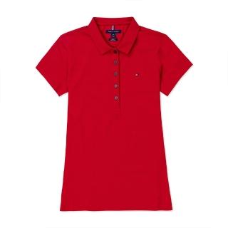 【Tommy Hilfiger】TOMMY 經典刺繡Logo短袖Polo衫-女-紅色 上衣(平輸品/基本必備款/高爾夫球款)