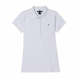 【Tommy Hilfiger】TOMMY 經典刺繡Logo短袖Polo衫-女-白色 上衣(平輸品/基本必備款/高爾夫球款)