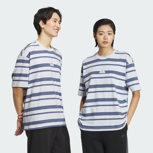 【adidas 愛迪達】上衣 男款 短袖上衣 運動 亞規 ST FL STRIPE T 藍 IT3929