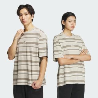 【adidas 愛迪達】上衣 男款 短袖上衣 運動 亞規 ST FL STRIPE T 米白棕 IT3928