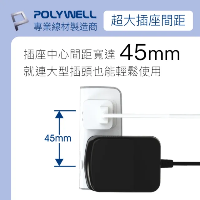 【POLYWELL】小壁插 3P轉2P小壁插 3P+2P插座