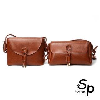 【Sp house】復古潮流風油蠟皮單肩側背小方包(2款4色能選)
