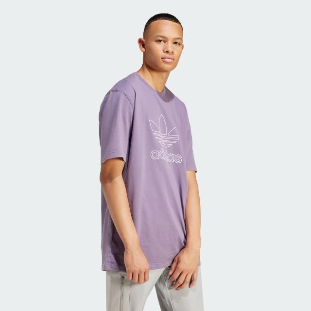 【adidas 愛迪達】上衣 男款 短袖上衣 運動 三葉草 OUTL TREF TEE 紫 IR7992