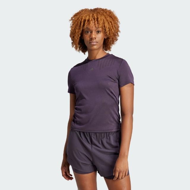 【adidas 愛迪達】上衣 女款 短袖上衣 運動 HR HIIT AIRCH T 紫 IP9658