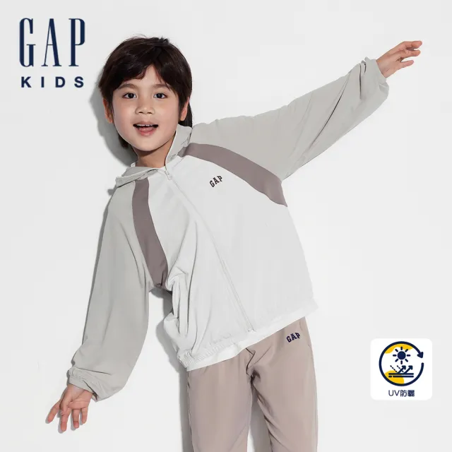 【GAP】男童裝 Logo防曬連帽外套-淺卡其(465974)