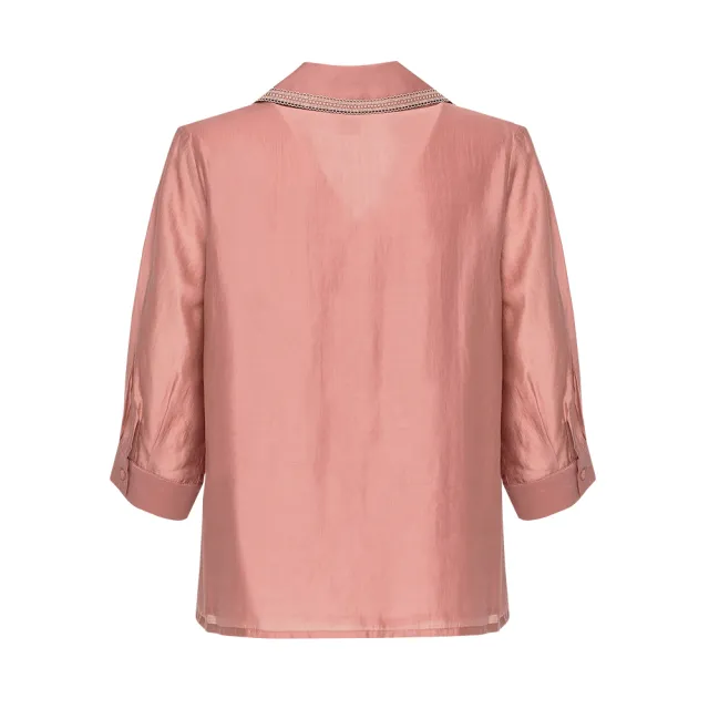 【ILEY 伊蕾】翻領蕾絲七分袖襯衫上衣(粉色；M-XL；1241351505)