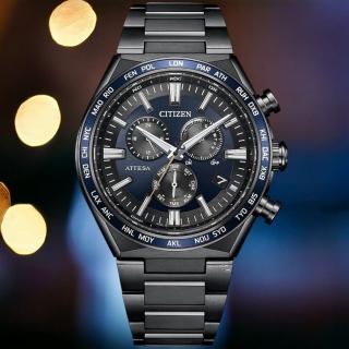 【CITIZEN 星辰】ATTESA 超級鈦 光動能 電波 計時手錶 男錶 禮物 推薦 禮物 推薦(CB5967-66L)