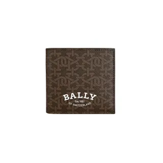 【BALLY】Brasai經典品牌白字LOGO印花B字TPU 8卡對折短夾(棕)