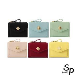【Sp house】618 雅緻素色3折多卡位證件拉鍊零錢女用短夾(6色可選)