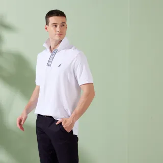 【NAUTICA】男裝 品牌LOGO造型門襟設計短袖POLO衫(白色)