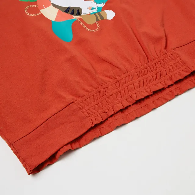 【OUWEY 歐薇】夏日派對貓咪刺繡純棉T(紅色；XS-M；3242161214)