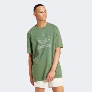 【adidas 愛迪達】上衣 男款 短袖上衣 運動 三葉草 OUTL TREF TEE 綠 IR7993