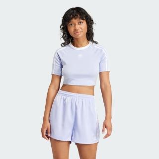 【adidas 愛迪達】上衣 女款 短袖上衣 運動 三葉草 3 S BABY TEE 藍 IP0658