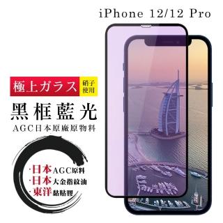 IPhone 12 12 PRO 日本玻璃AGC黑邊藍光全覆蓋玻璃鋼化膜保護貼玻璃貼(IPHONE12保護貼IPHONE12PRO保護貼)