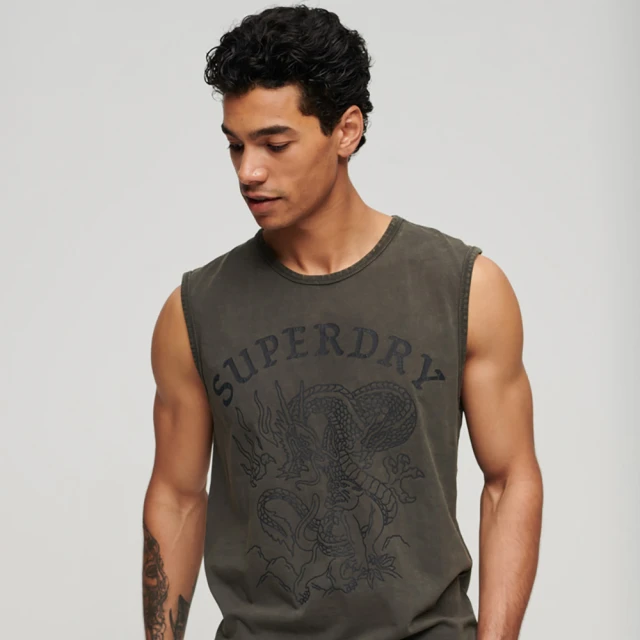 Superdry 男裝 背心 Tattoo Graphic(復古黑)