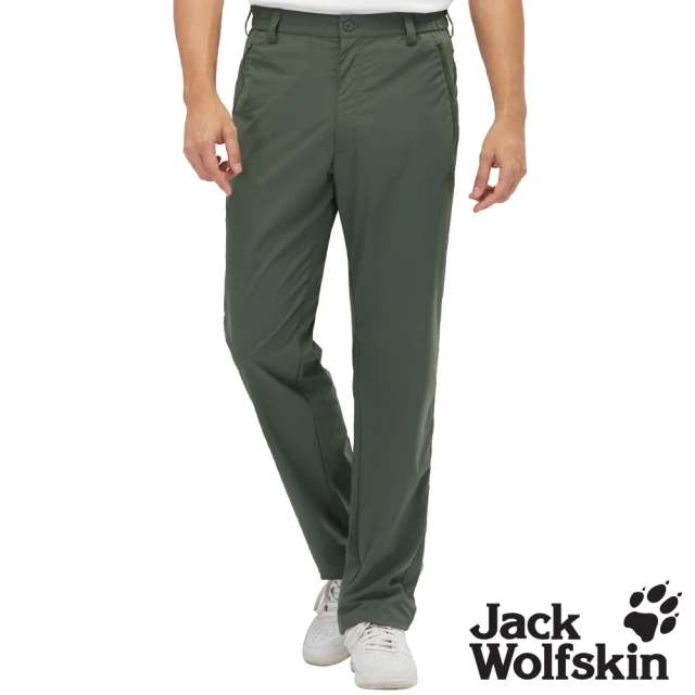 Jack wolfskin 飛狼 男 俐落剪裁休閒長褲 登山褲(軍綠)