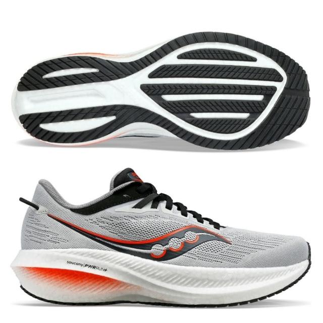 【SAUCONY 索康尼】TRIUMPH 21 男款 2E 寬楦 慢跑鞋(S20882-30 水泥灰 PWRRUN+ 緩衝 避震 10MM)